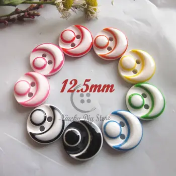 250 adet 12.5 mm Mix renk bebek ay / gülümseme reçine düğmeler gömlek kazak hırka düğmeleri gevşek ürünler zanaat dikiş toptan 2