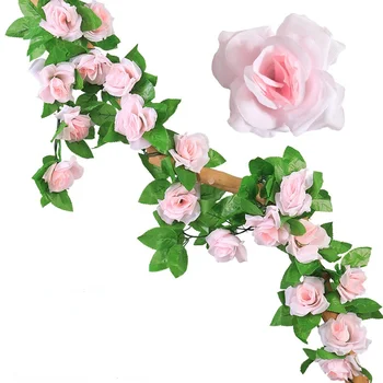 250 CM/grup İpek Güller Ivy Vine Yeşil Yaprakları ile Ev Düğün Dekorasyon İçin Sahte yaprak dıy Asılı Çelenk yapay çiçekler 2