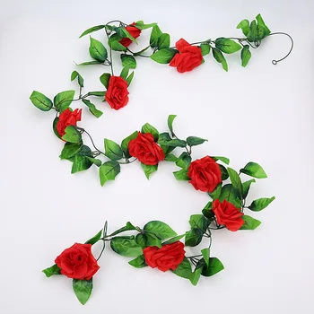 250 CM/grup İpek Güller Ivy Vine Yeşil Yaprakları ile Ev Düğün Dekorasyon İçin Sahte yaprak dıy Asılı Çelenk yapay çiçekler 3