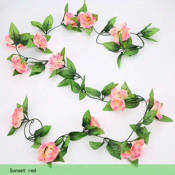 250 CM/grup İpek Güller Ivy Vine Yeşil Yaprakları ile Ev Düğün Dekorasyon İçin Sahte yaprak dıy Asılı Çelenk yapay çiçekler 5