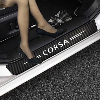 Opel Astra H için G J Insignia Mokka Zafira Corsa Vectra C D Antara 4 Adet Karbon Fiber Araba Çıkartmaları Otomatik Kapı Eşiği Eşik