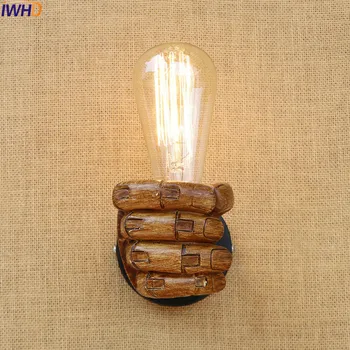 IWHD Reçine Yumruk led duvar lambası Eski Lampe yatak odası merdiven lambası Retro Edison duvar ışıkları fikstür aplik sağ veya sol 2