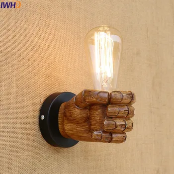 IWHD Reçine Yumruk led duvar lambası Eski Lampe yatak odası merdiven lambası Retro Edison duvar ışıkları fikstür aplik sağ veya sol 3