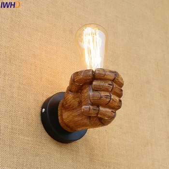 IWHD Reçine Yumruk led duvar lambası Eski Lampe yatak odası merdiven lambası Retro Edison duvar ışıkları fikstür aplik sağ veya sol 5