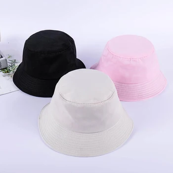 Harajuku Balıkçı Şapka Kadın Bahar Yaz Güneşlik Şapka Adam Şeker Renk Düz Üst Kova Şapka Kafa Açık Kova Kapaklar Yeni 1
