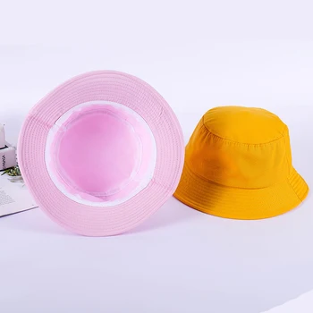 Harajuku Balıkçı Şapka Kadın Bahar Yaz Güneşlik Şapka Adam Şeker Renk Düz Üst Kova Şapka Kafa Açık Kova Kapaklar Yeni 3