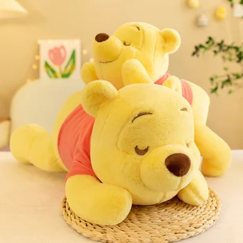Disney Anime Kawaii Winnie The Pooh Yalan Aşağı Sevimli Karikatür Ayı Bebek peluş oyuncak Başucu Uyku Yastık Oyuncaklar Kız İçin Noel Gif 0