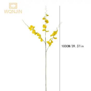 WQNJIN 86 cm Sarı Beyaz Ipek Simülasyon Dans Orkide Simülasyon Bitki Ev Oturma Odası Düğün Dekorasyon yapay çiçekler 4
