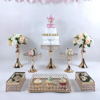 5 ADET Altın Ayna Yuvarlak Metal Kek Standı Düğün Doğum Günü Partisi Tatlı Cupcake Ayaklı Ekran Plakası Ev Dekor 3