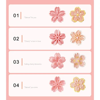 5 adet / takım Sakura kurabiye kalıbı Damga Bisküvi Kalıp DIY Çiçek Kalıp Kesici Pembe Kiraz Çiçeği Kalıp Çiçek Charm Fondan Pişirme Aracı 5