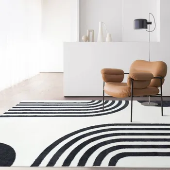 Modern stil soyut geometrik halı, İskandinav ev dekorasyon zemini mat, dekorasyon villa halı bej renk