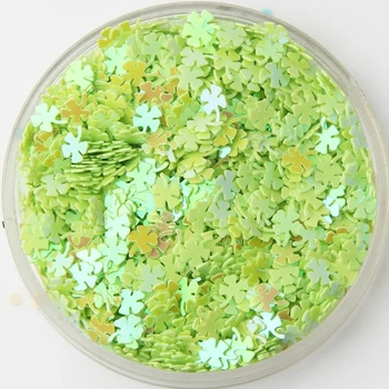 Lot Flaş Çiçek Glitter Yeşil Dört Yapraklı Pullu Boncuk 3mm Nail Art Sequins Konfeti Paillettes Sahne Kostüm Dikiş El Sanatları Pullu