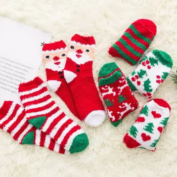 1 Çift çift çorap iyi streç Unisex çorap ter emme peluş çorap Noel için