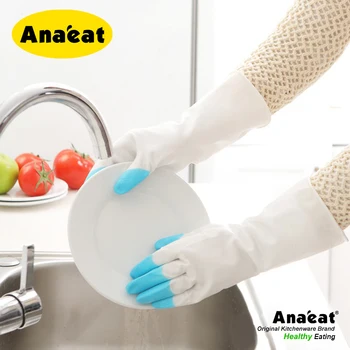 ANAEAT 1 çift su geçirmez ev eldivenleri, sıcak, bulaşık eldivenleri, su ve toz temizleme lastik eldiven
