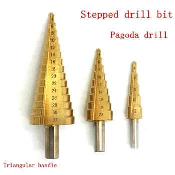 3 adet. Metrik Spiral Flüt Pagoda Şekli Delik Kesici 4-12 / 20 / 32mm yüksek hızlı çelik matkap ucu belirtilen koni bileme HSS Ste
