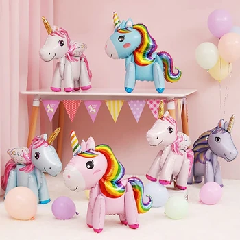 3D gökkuşağı ünikorn Parti Balonlar Unicorn Tema Doğum Günü Partisi Süslemeleri Çocuklar Unicornio Doğum Günü Balonlar Bebek Duş Malzemeleri