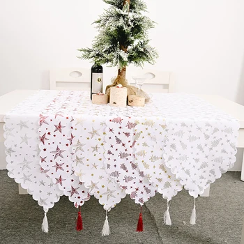 Noel Yeni Ürünler Ve Festival Malzemeleri Bronzlaşmaya Beyaz Masa Koşucu Zarif yemek masası Sehpa Bayrağı Ev