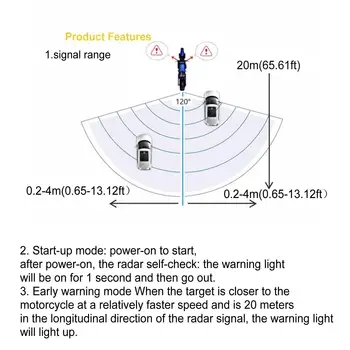 24Ghz Milimetre Dalga Radar BSD Motosiklet Kör Nokta Algılama Sistemi Arka Sensör Park Ekipmanları Mesafe Sensörü 5