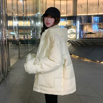 Kalınlaşmış Beyaz Ekmek Kısa Aşağı Pamuk Ceket Kadın Kore Versiyonu Gevşek Sonbahar kışlık ceketler Pamuk Mont 2022 Kadın Yeni