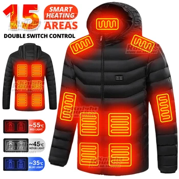 15 Alan ısıtmalı Ceket Kadın erkek Sıcak ısıtma ceket Yelek USB Moda ısıtmalı Yelek Ceket Kamp balıkçılık Kış AB Boyutu 2022