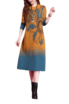 Uzun Örgü Kazak Elbise Kadınlar Sıcak Gevşek Tunik Kazak Elbiseler Kadın Midi Örgü kalın Kazak Elbiseler 1