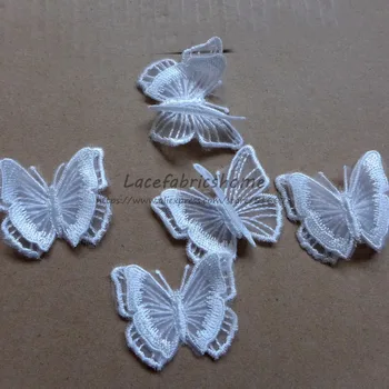 La Belleza Kapalı beyaz organze 3D kelebek elbise yama 4. 5X4 cm 20 adet / grup 1