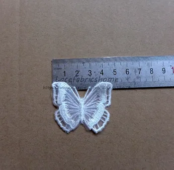 La Belleza Kapalı beyaz organze 3D kelebek elbise yama 4. 5X4 cm 20 adet / grup 3