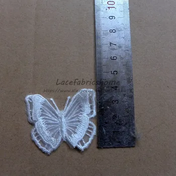 La Belleza Kapalı beyaz organze 3D kelebek elbise yama 4. 5X4 cm 20 adet / grup 4