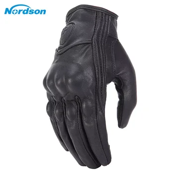 Nordson Retro motosiklet eldivenleri Deri Kış Tam Parmak Su Geçirmez Erkek Kadın motokros eldivenleri Koruyucu Gears Moto Eldiven