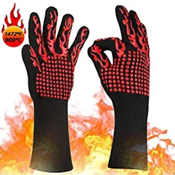 Tek parça barbekü eldivenleri yüksek sıcaklık dayanımı fırın eldiveni 500 800 derece yanmaz barbekü ısı yalıtımı mikrodalga eldiven