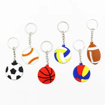 6 adet Mix spor futbol topu Basketbol Voleybol Rugby Anahtarlık Yumuşak PVC Anahtarlık Küçük Parti Hediye