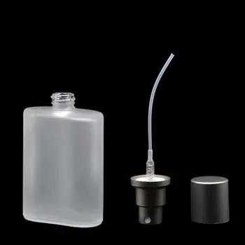 30ml Gümüş Gri Kap Düz Stil Buzlu Şeffaf Cam Sprey Parfüm Şişesi Cam Atomizer Doldurulabilir Şişeler Büyük Kapasiteli 3