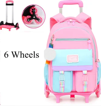 Okul tekerlekli çanta arabası Okul Haddeleme sırt çantası kızlar için 18 İnç Çocuklar tekerlekli okul çantası s Okul Tekerlekli sırt çantası