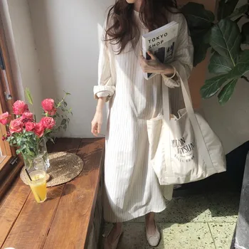 Yeni Sonbahar Kazak Kadın Elbise Kış Uzun Kollu Kazak Örme Elbiseler Bayan Gevşek Maxi Boy Örgü Elbise Vestido 3