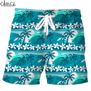 CLOOCL Hawaii Şort Polinezya Sörf Palmiye Baskılı Tahta Şort Elastik Cepler plaj pantolonları Erkek Giyim Dropshipping 0