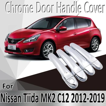 Nissan Tiida Pulsar için C12 MK2 2012~2019 2013 2014 2015 Çıkartmalar Dekorasyon Krom Kapı kulp kılıfı Tamir Araba Aksesuarları