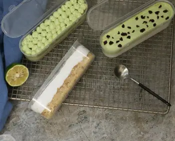 251ML Dondurma Kutusu Uzun Şeffaf Plastik Kutu Mousse Pasta Peynirli Kek Tutucu Kutuları 3