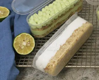 251ML Dondurma Kutusu Uzun Şeffaf Plastik Kutu Mousse Pasta Peynirli Kek Tutucu Kutuları 4