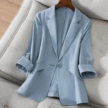 Şık Kadın takım elbise ceket Mizaç Takım Elbise Blazer İnce Tek Düğme Tasarım Takım Elbise Ceket Rahat 1