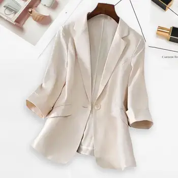 Şık Kadın takım elbise ceket Mizaç Takım Elbise Blazer İnce Tek Düğme Tasarım Takım Elbise Ceket Rahat 4