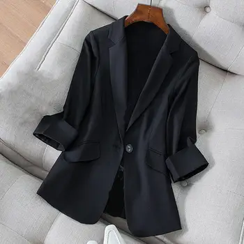 Şık Kadın takım elbise ceket Mizaç Takım Elbise Blazer İnce Tek Düğme Tasarım Takım Elbise Ceket Rahat 5