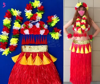 Ücretsiz kargo Hawaii hula etek garishness giysi set yetişkin kostüm seti 80 cm kalınlaşma