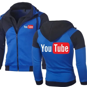 2021 İlkbahar Sonbahar YENİ Erkek Kazak YouTube Logosu Ceket Tişörtü çift fermuarlı kapüşonlu kıyafet pamuklu kazak Spor Giyim Ceket R