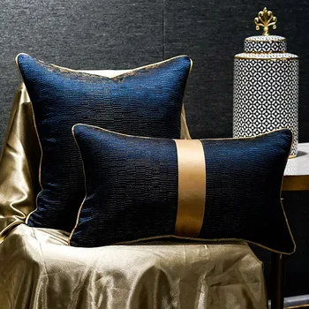 Lüks Mavi altın yastıkları araba yastığı Dekoratif yastık Basit minder örtüsü ofis Nordic Jakarlı