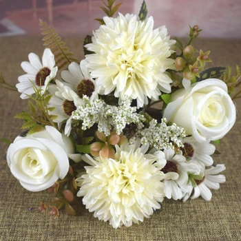 Yapay çiçek Düğün Buket İmülasyon Ortanca Süslemeleri Ev Dekorasyon Çiçekler Güz İpek Yeşil Bitkiler Gül Lavanta 4