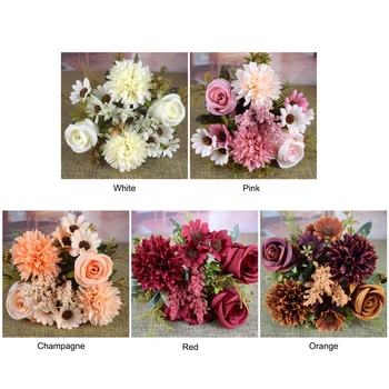 Yapay çiçek Düğün Buket İmülasyon Ortanca Süslemeleri Ev Dekorasyon Çiçekler Güz İpek Yeşil Bitkiler Gül Lavanta 5
