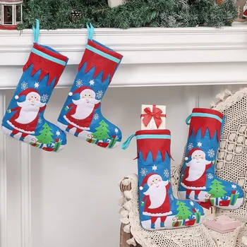 Yeni Noel Çorap çocuk hediye çantası Etiket İşlemeli Santa Çorap noel hediyesi Şeker Çantası