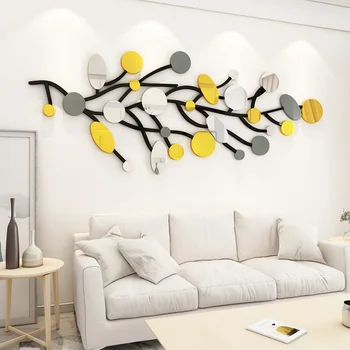 Iskandinav ayna sticker Kendinden yapışkanlı oturma odası kanepe TV arka plan duvar dekorasyon Akrilik 3D Duvar Sticker özel 3