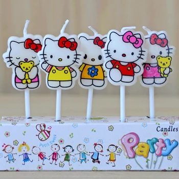 Hello Kitty Kawaii Bebek çocuk Doğum Günü Mum Senaryo Kek Dekorasyon Pişirme Malzemeleri Dumansız Mumlar