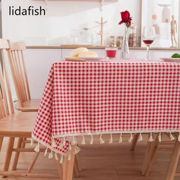 lidafish Şerit Dekoratif Keten Masa Örtüsü Püskül Dikdörtgen düğün yemeği Masa Örtüsü Çay Örtüsü mobilya dekorasyonu